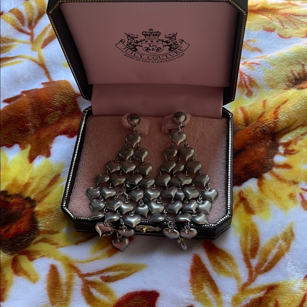Juicy Couture Silver Heart Dangle Earrings